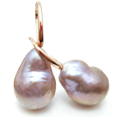 Lavender Pink 10.7mm Drop Pearl Earrings